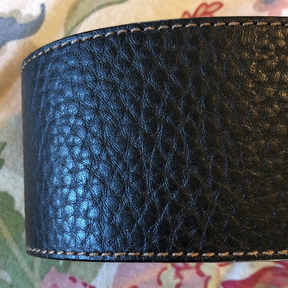 Vtg Y2K ANN TAYLOR LOFT Size Medium Dual Buckle Belt LEATHER Dual Buckle Brass - Picture 9 of 16